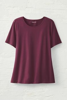 A favorite comfortable knit, now in a great new basic. Our short-sleeve tee is soft, and ideal for layering. Small Frame, Coldwater Creek, Full Figured, Workout Tee, Fashion Tees, Cotton Spandex, Fashion Pants, Short Sleeve Tee, Layering