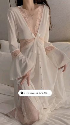 Elevate your comfort with our Long-Sleeved Velvet Nightdress, featuring exquisite lace detail. This luxurious sleepwear piece combines style and comfort for ultimate #ElegantLounging. Get yours now! Velvet Loungewear, Feminine Summer Outfits, Fancy Robes, Outfit Korean Style, Clothes Korean Style, Pakistani Fancy Dresses, Fashion Sketches Dresses, Sketches Dresses, Anime Dress