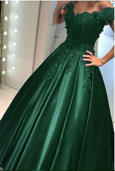 Dark Green Ball Gown, Green Ball Gown, Emerald Green Prom Dress, Black Lace Prom Dress, Off Shoulder Ball Gown, Prom Dresses Off The Shoulder, Evening Dress Long, Cheap Prom Dresses Long, Elegant Ball Gowns