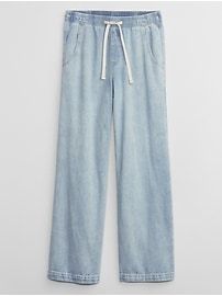 High Rise Wide-Leg Pull-On Jeans with Washwell | Gap Factory Utility Pockets, Pull On Jeans, Pull On Pants, Wide Leg Jeans, Denim Women, Chambray, Stretch Denim, Leg Jeans, Gap