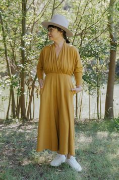 Sedona Dolman Sleeve Jumpsuit - Ochre – Mien Studios Zipper Jumpsuit, Nursing Friendly, Ethical Clothing, Jumpsuit With Sleeves, Eco Friendly Fabric, Size 16 Dresses, Sedona, Dolman Sleeve, Luxury Fabrics