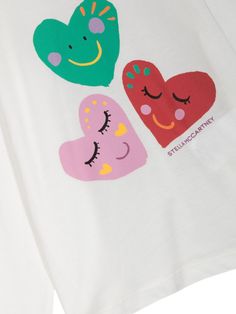 - 100% Cotton - MADE IN Turkey 100% Cotton Playful Heart Graphic Tops For Spring, Playful White Tops With Heart Graphic, Playful White Heart Print Tops, White Playful T-shirt With Heart Graphic, Playful White T-shirt With Heart Graphic, Fun White Top With Heart Graphic, Playful Heart Print Summer Tops, Cute Long Sleeve T-shirt With Heart Print, Cute Multicolor Heart-shaped Tops