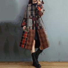 Comfortable, One of Kind. Coats online shop,|Women Over 50|Cotton Linen|Knee-Length|Long Sleeve|Round Neck|Button|Plaid|Plaid|One Size|Winter|Hand Wash Oversized Plaid Patchwork Outerwear, Plaid Patchwork Outerwear For Fall, Fall Plaid Patchwork Outerwear, Oversized Patchwork Outerwear For Fall, Brown Cotton Outerwear, Beige Patchwork Button-up Outerwear, Oversized Patchwork Button-up Outerwear, Brown Patchwork Button-up Outerwear, Casual Long Patchwork Outerwear