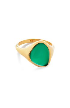 A striking stone is nestled in an organically shaped setting to give this 18-karat-gold vermeil ring a natural feel. Exclusive US retailer Recycled sterling silver/recycled 18k-gold plate/green onyx, aquamarine, or pink quartz Imported Recipient of the Butterfly Mark certification, which identifies luxury brands that adhere to social and environmental best practices This brand meets Nordstrom Responsible Brands criteria: brand adheres to responsible social and environmental practices Monica Vinader Ring, Planet People, Gold Gemstone Ring, Monica Vinader, Engraved Logo, Onyx Stone, Green Onyx, Recycled Gold, Pink Quartz