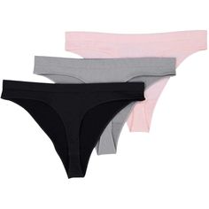 COMFY UNDIES HI-LEG THONG UNDERWEAR | 3 pack is a perfect choice for everyday wear! Made from 92% breathable nylon and 8% stretchy spandex, this seamless, lightweight thong is invisible and lays flat under clothing. The Hi-Leg Thong rise sits below the belly-button. 3 assorted hi-leg thong undies per pack - black, grey, pink Machine wash cold- gentle cycle Imported 92% nylon/8% spandex Pink Machine, Cami Bra, Bleach Product, Ballet Slippers, Racerback Bra, Everyday Bra, Support Bras, Bras And Panties, Black Grey