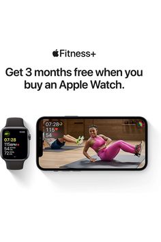 an advertisement for the apple watch with a woman in pink on her phone and another ad