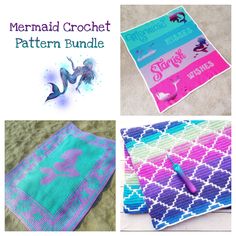 the mermaid crochet pattern bundle includes three different patterns and instructions to make it