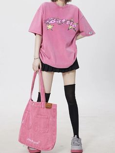 𝔇𝔢𝔱𝔞𝔦𝔩𝔰: Style: Harajuku, Kawaii Goth, Streetwear Material: Cotton Treat yourself to the perfect blend of comfort and style with our 'Pink War' Oversized T-Shirts! The oversized style ensures a relaxed, easy-going fit you'll love. The front prints are retro & cute for your looks! Soft and comfy material, perfect for everyday wear Enjoy free shipping with a purchase of over 80$. We ship worldwide SIZE LENGTH BUST SLEEVESIZE LENGTH CHEST SLEEVEM 29 in 47 in 8 inL 30 in 49 in 9 inXL 31 in 50 in ... Goth Streetwear, Cute Streetwear, Pink Shirts, Kawaii Goth, Oversized T Shirts, Lingerie Costume, Oversized Style, Costume Outfits, Easy Going