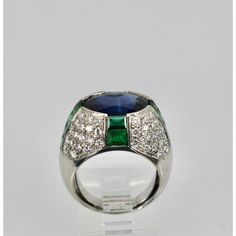 1990s Bulgari Trombino Sapphire Emerald Diamond Ring Size 5.75 | Chairish Luxury Brilliant Cut Platinum Gemstones, Luxury Oval Multi-stone Diamond Ring, Luxury Emerald-cut Sapphire Ring With 17 Jewels, Luxury Oval Sapphire Ring With Pave Setting, Exquisite Multi-stone Diamond Ring In Platinum, Exquisite Multi-stone Platinum Diamond Ring, Formal Sapphire Ring With 17 Jewels In Platinum, Formal Platinum Sapphire Ring With Pave Setting, Luxury Formal Hallmarked Gemstones