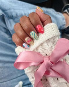 Lucia Cahua Diamse on Instagram: "Pastel Easter vibes but make it trendy 🍒🌸🩵 #nail #pastelnails #easternails #trendynails inspo: @desertdollnails" Cute And Trendy Nails, Dopamine Nails, Fun Acrylic Nails, Mismatch Nails, Utah Nails, Fun Summer Nail Designs, Rounded Acrylic Nails, Checkered Nails, Easter Vibes