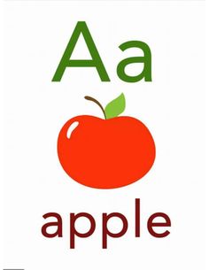 an apple with the letter a in it's uppercase and lowercase letters