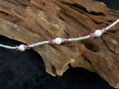 Razzle Dazzle Rose Pink Pearl Anklet, Custom Pink Anklet, Custom Pearl Anklet, Pink Pearl Anklet, Sterling Silver Anklet, Beaded Anklet by SWCreations #PinkAnklets #HandcraftedAnklets #CrystalAnklets #BeadAnklets #anklet #CustomAnklet #anklets #PearlAnklets #BeadedAnklets #HandmadeAnklets Elegant Adjustable Pink Anklets, Adjustable Beaded Pearl Anklets, Elegant Pink Adjustable Anklets, Pattilu Designs Silver, Pink Anklet, Wedding Anklets, Leather Anklets, Handmade Anklets, Black Beads Mangalsutra