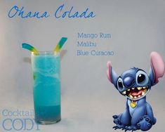 an image of a blue drink next to the character lil from disney's dumbo