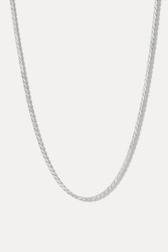 Add a charm or wear it on its own—the Bowie Chain is perfect for both layering and wearing solo. Its versatile design makes it an essential piece for any jewelry collection, effortlessly transitioning from a subtle accent to a standout statement. Sterling Silver -plated brass 2mm chain width Available in 3 lengths 15" - 16" 18" - 19" 21" - 22" **Does not pair with the Gianna, Harlyn, Radiant, Scarlett, or Pave Initial Charms Everyday Sterling Silver Charm Necklaces With Chain, Everyday Sterling Silver Charm Necklaces, Everyday Sterling Silver Charm Necklace With Chain, Everyday Sterling Silver Charm Necklace, Sterling Silver Long Chain Necklace, Minimalist Snake Chain Charm Necklace For Everyday, Chic Silver Necklace With Box Chain, Everyday Snake Chain Charm Necklace With Adjustable Chain, Modern Everyday Silver Chain Jewelry