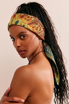 Forever cool and classic, this perfectly printed bandana is the ideal piece to add a little something special to absolutely any style. | Hearts On Fire Bandana by Free People in Green Casual Summer Festival Scarves, Hippie Festival Bandana Headband, Beach Bandana As Headband, Bohemian Bandana Styled As Headband For Festivals, Bohemian Bandana Headband For Festival, Bohemian Bandana For Beach In Summer, Bohemian Adjustable Bandana For Vacation, Trendy Summer Beach Headwrap, Casual Bandana For Vacation