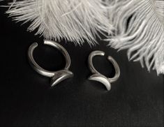 "Solid silver half moon open ring, stacking crescent moon band ring, contemporary adjustable combo ring, smooth urban boomerang ring, gifts Welcome to my shop! ✈️ DHL EXPRESS SHIPPING AVAILABLE, 1-3 BUSINESS DAYS DELIVERY! ✔️ PLEASE MAKE SURE TO SELECT IT, RIGHT BEFORE YOUR PURCHASE! ❗️ ❗️ DON'T FORGET TO ADD YOUR CELL # AT THE \"NOTE TO SELLER\" SECTION IF YOU CHOOSE DHL! BY FILLING YOUR CELL NUMBER YOU EARN THE BENEFIT TO CHOOSE BETWEEN 6 DIFFERENT DELIVERY OPTIONS! INSTRUCTIONS WILL BE SENT T Padlock Necklace, Ring Gifts, Moon Ring, Solitaire Necklaces, Protection Necklace, Edgy Style, Ring Stacking, Open Ring, Brass Metal