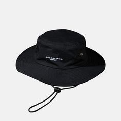 The Outer Links Boonie Hat will remind you that any day spent on the golf course is better than anywhere else, even if the elements outside are hot, windy or rainy - this hat has you covered. Protect yourself from the harmful UV Rays with this must wear hat. OSFM. Oversized brim bucket hat with pull drawstring for those windy days One size fits most Structured to fight the elements NOTE: There is a secret message featured on this hat Black Curved Brim Fishing Hat, Black Curved Brim Hat For Fishing, Casual Sun Hat With Uv Protection For Fishing, Black Wide Brim Hat For Fishing, Black Wide Brim Sun Hat For Outdoor, Outdoor Black Hat With Upf 50+, Black Outdoor Hat With Upf 50+, Black Short Brim Fishing Hat, Black Bucket Sun Hat For Outdoor