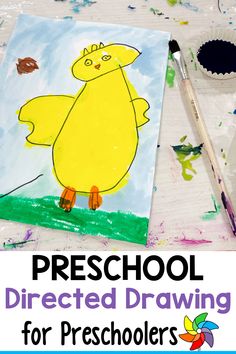 a child's drawing with the words preschool directed drawing for preschoolers