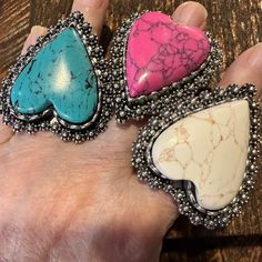 🌟Add some boho vibes to your jewelry collection with our Statement Heart Cuff Ring and Oversized Western Heart Ring! 💖💍 These stunning statement rings are adjustable, making them the perfect fit for any finger. ️ Available in pink, white, and turquoise, these rings are the perfect addition to any boho hippie look. 🌺 And the best part? They come in a beautiful gift box, making them the perfect gift for yourself or a loved one. 💝 Get yours now for only $21.00! #StatementHeartCuffRing #OversizedWesternHeartRing #StatementRing #BohoHippie #Pink #White #Turquoise #GiftBox #J Shop Now https://www.etsy.com/listing/1760058350/statement-heart-cuff-ring-oversized Ring is 1 1/2 in wide at widest point, 2 inches long Pick Your Color from Drop Down Menu Ships in Gift Box FAST Shipping Bohemian Turquoise Jewelry For Valentine's Day, Turquoise Bohemian Jewelry For Valentine's Day, Heart-shaped Turquoise Ring, Bohemian Heart-shaped Rings For Gifts, Bohemian Handmade Heart Ring Gift, Handmade Bohemian Heart Ring Gift, Handmade Bohemian Heart-shaped Rings, Handmade Turquoise Heart Ring, Bohemian Jewelry For Valentine's Day