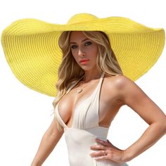 PRICES MAY VARY. 1.Material-Eco-friendly straw paper, breathable and comfortable, tightly woven and durable. UPF 50+, oversized wide-brimmed hat protects face, shoulders, and neck from sunburn. 2.Size-Expanded diameter:27.56IN(70CM),suitable for head circumference: 22.04-22.83IN(56-58CM). 3.Photo must-have: The oversized sun hat for INS bloggers and for Tik Tok bloggers to take photos . The most notable feature of this summer beach sun hat is that the more conspicuous the better; once you buy th Solid Sun Hat For Pool And Beach Season, Solid Color Sun Hat For Pool And Beach Season, Curved Brim Solid Color Sun Hat For Pool, Lightweight Sun Hat For Beachwear Vacation, Lightweight Straw Hat For Beach Vacation, Lightweight Beachwear Straw Hat For Vacation, Lightweight Beachwear Sun Hat For Sunbathing, Beachwear Straw Hat For Sunbathing During Beach Season, Natural Packable Straw Hat For Vacation