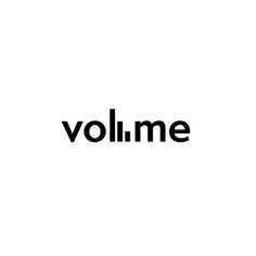 the word volumee is written in black on a white background