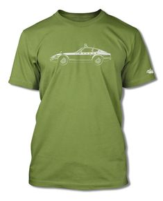 a green t - shirt with an image of a car on it