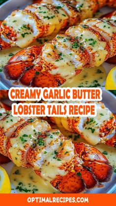 the lobster is covered in cream sauce and garnished with parsley