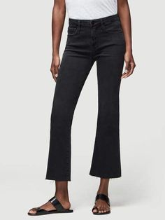 Frame Le Crop Mini Boot Raw Edge Mid-rise Cropped Jeans In Recycled Denim, Commando Crop Flare, Frame Le Crop Mini Boot, Black Mid-rise Relaxed Fit Cropped Jeans, Mid-rise Cropped Jeans With Frayed Hem In Rigid Denim, Country Women, Style Accessories, Mid Rise Jeans, Wide Leg Denim