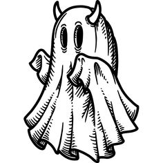 a black and white drawing of a ghost