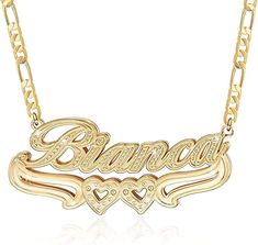 PRICES MAY VARY. 【Double Plated Name Necklace】Any name can be customized, every stylish woman should have a custom nameplate necklace in her jewelry box, personalized name necklace will you unique. 【High Quality Material】Custom name necklace is made of high grade copper and plated with 18k gold that won't peel, rub off or discolor. you can wear custom necklace for men without worrying. 【Personalized Gift for Women】Personalized necklaces can be a special gift for your lover, boyfriend or girlfrie Custom Necklace Names Personalized Jewelry, Gold Necklace Name, Quinceanera Jewelry, Plate Necklace, Nameplate Necklace, Gold Name Necklace, Necklace Chain Lengths, Collars For Women, Custom Pendants