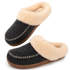 PRICES MAY VARY. SIZE TIP: For standard and slim feet, we suggest you choose 1 size small. If your feet are wide or have swollen feet, please choose the daily wear size WARM COZY MATERIALS: The thick felt upper, plush faux shearling lining, and faux wool collar provide exceptional warmth and all-day ankle protection. The plush material resists dirt and wear and is machine washable for easy maintenance CLOUD-LIKE MEMORY FOAM: High-density memory foam and EVA cushioning insoles with rebound techno Ankle Protection, Foam House, Slippers Fluffy, Foam Slippers, Moccasin Slippers, Bedroom Slippers, Stitching Techniques, Warm Slippers, Moccasins Slippers