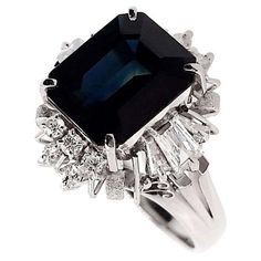 IGI Certified 3.88ct Natural Sapphire and 0.52ct Natural Diamonds Platinum Ring For Sale at 1stDibs Platinum Diamond Rings, Blue Sapphire Ring, Platinum Ring, Blue Sapphire Rings, Natural Sapphire, Emerald Cut, Sapphire Ring, Blue Sapphire, Natural Diamonds