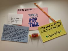 a bulletin board with writing and notes on it