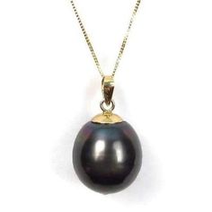 Beautiful 100% authentic Tahitian black pearl simple bail pendant Pearl: top quality 100% authentic baroque shaped Tahitian black pearl Pearl measurement: 13-14 mm in diameter and 15-16 mm in length Luster: high Nacre: greater than 0.8mm required by Tahiti law Color: all natural black with green or slight silver overtones (not dyed or treated) Surface: some natural lines and imperfection Metal: variable: 14K yellow gold, 14K white gold or 925 sterling silver Chain sold separately. Actual pearl m Black Pearl Necklace With High Luster For Gift, Black Tahitian Pearl Pendant Necklaces, Black Tahitian Pearl Pendant Necklace, Black Tahitian Pearl Necklace With Pendant, Tahitian Pearl Pendant, Pearl Top, Tahitian Black Pearls, Tahitian Pearls, Pearl Pendant Necklace