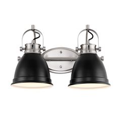 two light bathroom fixture with black shades