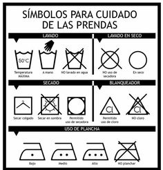 spanish laundry symbols and instructions for washing clothes in the washer, dryer and ironing machine