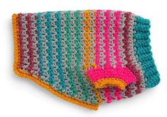 two crocheted dishcloths on a white background, one is multicolored