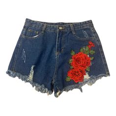 Vintage 1990’s Ultra Short High Rise Demin Shorts With Flower Appliqu, 28” Cute Shorts, Perfect For Summer! Deadstock/Unworn 28” Waist (Though Marked A Size Large) 65% Cotton, 35% Poly No Brand Tag Present Please See Photos For Measurements! Casual Mid-rise Bottoms With Floral Print, Casual Floral Print Mid-rise Bottoms, Casual Mid-rise Floral Print Bottoms, Casual Denim Bottoms With Floral Print, Fitted Mid-rise Bottoms With Floral Print, Mid-rise Fitted Floral Print Bottoms, Mid-rise Denim Bottoms With Floral Print, Fitted Denim Floral Print Bottoms, Trendy Denim Bottoms With Floral Print