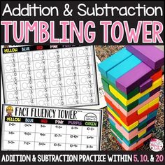 addition and subtraction tumbling tower game