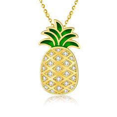 PRICES MAY VARY. 🎁 Pineapple Gifts for Women 🎁 Be a strong pineapple, stand tall and always remember to wear your dazzling crown. It symbolizes enthusiasm and positive living. It makes a great ladies necklace jewelry gift for someone you care about. 🎁 Material 🎁 Ladies jewelry pineapple necklace made of 925 sterling silver with 18K gold plating process, nickel-free, lead-free, cadmium-free, hypoallergenic, safe for sensitive skin and harmless to health. 🎁Size🎁Pineapple pendant necklace siz Orange Forest, Pineapple Gifts, Pineapple Necklace, Ladies Necklace, Positive Living, Jewelry Care Instructions, Sterling Pendant, Green Jewelry, Fine Jewelry Collection