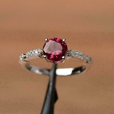 (eBay) Find many great new & used options and get the best deals for 1Ct Lab Created Red Ruby Diamond Solitaire Engagement Ring White Gold Plated at the best online prices at eBay! Free shipping for many products! Exclusive Engagement Rings, Elegant Rings, July Birthstone Ring, Red Stone Ring, Ruby Rings, Engagement Ring For Her, Diamond Engagement Wedding Ring, Engagement Ring White Gold, Piercing Ideas