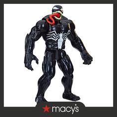 a black spider - man action figure is shown with the word macy's on it