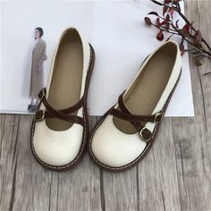 Department Name: Adult Item Type: Flats Outsole Material: Rubber Closure Type: Slip-On Flats Type: Basic Insole Material: PU Lining Material: PU Occasion: Casual Toe Shape: Round Toe Fashion Element: Shallow Upper Material: PU Season: Spring/Autumn Fit: Fits true to size, take your normal size Pattern Type: Solid Casual Beige Flats With Ankle Strap, Summer Mary Jane Flats With Round Toe, Casual White Mary Janes With Ankle Strap, Summer White Ankle Strap Mary Janes, Casual Brown Flat Mary Janes, White Casual Mary Janes For Spring, Casual White Mary Janes For Spring, Casual Summer Mary Janes With Round Toe, Casual Brown Mary Janes With Ankle Strap