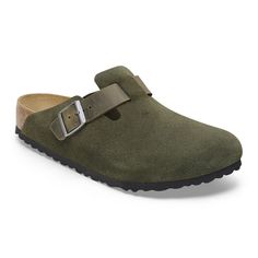 Boston Mixed Leather Thyme | BIRKENSTOCK Boston Clog, Suede Fashion, Birkenstock Boston, Shoe Boot Sandals, Shoe Insoles, Girls Sandals, Slipper Boots, Kids Boots, Soft Suede