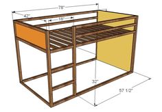 the plans for a loft bed are shown