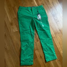 New Pants. Color May Vary Because Of Light But It’s A Vibrant Beautiful Green .Last Pic It’s Kind Of More Accurate Color. Please Ask If You Have Any Questions. Green Relaxed Fit Cropped Bottoms, Tommy Hilfiger Spring Trousers, Green Casual Summer Chinos, Casual Green Summer Chinos, Fitted Green Cotton Chinos, Green Summer Capris, Spring Tommy Hilfiger Pants With Pockets, Tommy Hilfiger Straight Leg Spring Pants, Trendy Green Cropped Leg Pants