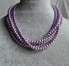 lilac pearl Necklace, Five strand 6mm glass pearl necklace, Wedding Necklace, bridesmaid necklace, w Adjustable Purple Pearl Necklace, Elegant Purple Pearl Necklace For Wedding, Elegant Lavender Beaded Necklace With Adjustable Fit, Elegant Lavender Pearl Necklace With Round Beads, Elegant Purple Beaded Necklace With Round Beads, Elegant Purple Beaded Necklace For Wedding, Bridesmaid Pearl Bracelet, Pearl Purple, Pearl Bracelet Gold