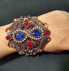 Retro Turkish Cuff Bangle Bracelet Antique Gold Finish Colors: Sapphire/Garnet/Diamond Pls mention color @ checkout Lead Free Nickle Free Cadium Free #MiraKish Cuff Bangle Bracelet, Nail Jewelry, Cuff Bangles, Heel Boots, Bangle Bracelet, Gold Finish, Antique Gold, Cuff Bracelet, High Heel