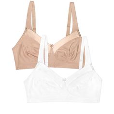 Pure comfort, incomparable softness and support starts with the Fruit of the Loom Womens Seamed Wire-Free Bra 2 Pack. The wireless bras are designed with blissfully soft, stretch cotton fabric that feels incredible against your skin. All-day comfort you cant live without, these bras without underwire were made to shape and hold. Offering lightly lined full coverage wireless cups that gives you the lasting support where you need it most and stretchy inner cup lining has angled seams to help you g Most Comfortable Bra, Cotton Bra, Free Bra, Stretch Cotton Fabric, Cotton Bras, Bra Brands, Ballet Fashion, Unlined Bra, Comfortable Bras