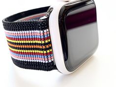 "Elastic Apple watch bands - These bands are made by joyful people doing GoOd for the greater goOd of all. You will be wearing a happy doOGle band full of good vibes and happy thoughts. When we make these bands we think of each and every one of you.. wishing you good-will in your journey and we hope that our product makes your life just a little better. \"doOGle\" on and pay it forward... Dawn What sets our band apart from the knock offs? The way it connects to the Apple device. Through years of Adjustable Multicolor Watch Bands, Joyful People, Rose Gold Apple Watch, Gear S3 Frontier, Apple Watch Bracelets, Gold Apple Watch, Pay It Forward, Greater Good, Fabric Tape